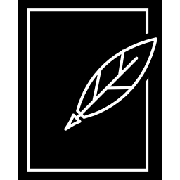 Feather pen and paper outline icon