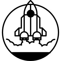 Rocket ship outline in launching position icon