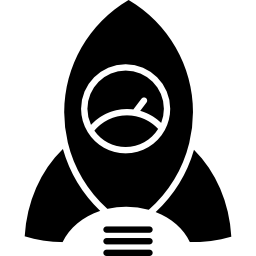 Rocket with speedometer shape on it icon