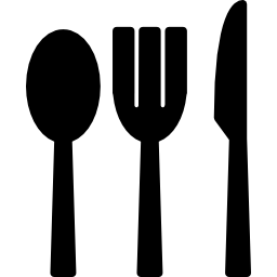 Eating tools three black silhouettes icon