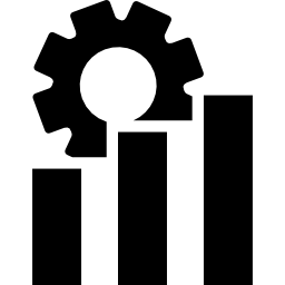 graphique à barres montantes avec roue dentée Icône