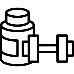 Протеиновый коктейль и гантель иконка