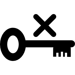 Key with cross sign icon