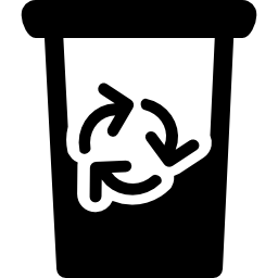 Garbage can half full with recycle symbol icon