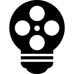 Lightbulb with cinema film reel icon