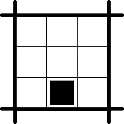 layout quadrado com quadrado preto no centro ao sul Ícone