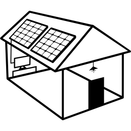 bâtiment de maison à énergie solaire avec panneaux solaires sur le toit Icône