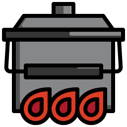 Pot on fire icon