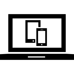 Responsive interface symbol of a cellphone and a tablet on a laptop screen icon