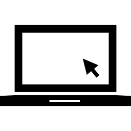 Laptop with cursor arrow on blank monitor screen icon