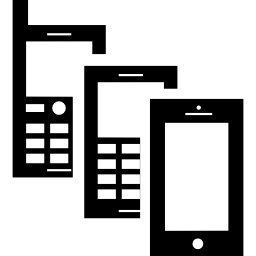 Phones group of three different models icon