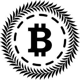 bitcoin umgeben von einem kreis aus olivenblättern icon