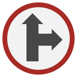 Go straight or right icon