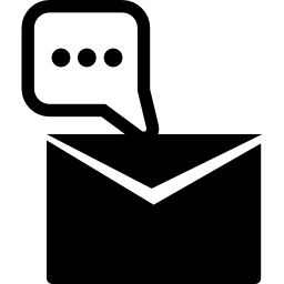 Data message closed envelope back with a speech bubble symbol icon