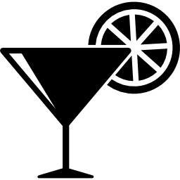 cocktailglas mit zitronenscheibe icon