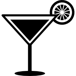 Cocktail drink glass with lemon slice icon