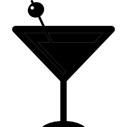 cocktail-trinkglas mit einer olive icon