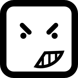 Anger on emoticon face of rounded square outline icon