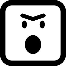 Angry emoticon face with opened mouth in rounded square outline icon