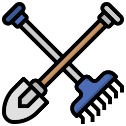 Shovel and rake icon