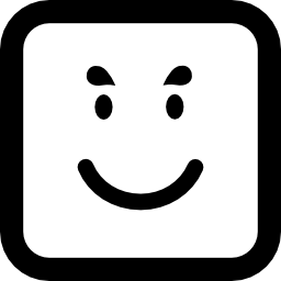 Smiling emoticon face in a square icon