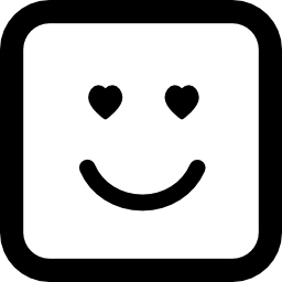 Emoticon in love face with heart shaped eyes in square outline icon