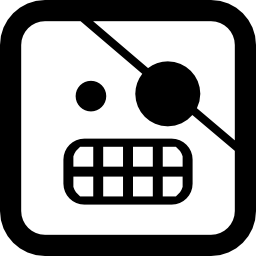 Pirate emoticon face with one covered eye in square outline icon