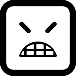 Angry emoticon square face with closed eyes icon