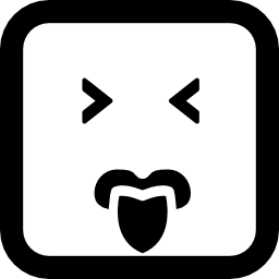 Emoticon square face with closed eyes and tongue out icon