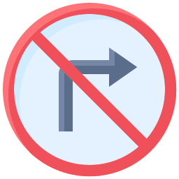 No right turn icon