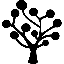 Tree silhouette of circular leaves icon