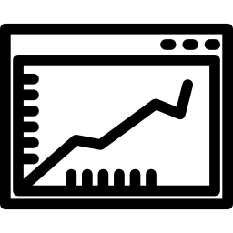 grafika linii wstępującej w oknie przeglądarki wewnątrz okręgu ikona