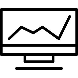 Линия графика на экране монитора обведена кругом иконка