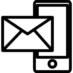 mail- und telefonumriss-symbol in einem kreis icon