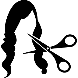 Scissors cutting long hair icon