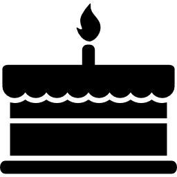 Birthday cake with one burning candle icon