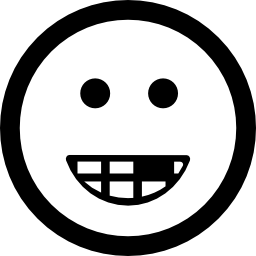 Smiley square face with broken teeth icon