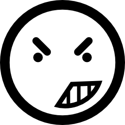 Anger on emoticon face of rounded square outline icon