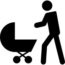 Father with baby stroller icon