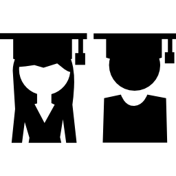 Female and male graduates couple icon