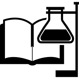 buch und reagenzglas mit unterstützer icon