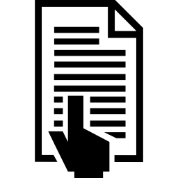 Hand pointing text paper icon