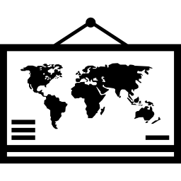 mapa da aula de geografia pendurada em um prego Ícone