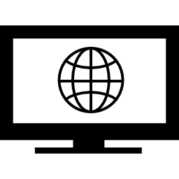 Earth grid symbol on monitor screen icon