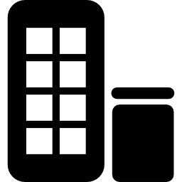 Phone cabin or small building and a trash can icon