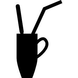 hohe tasse mit strohhalm und löffel innen icon