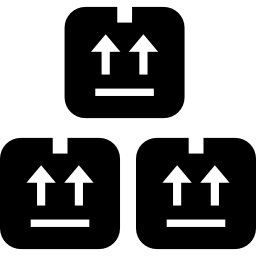 Three stored boxes for delivery icon