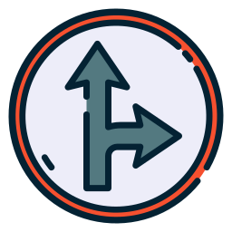 Go straight or right icon