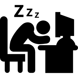 Office worker sleeping on his desk at job icon