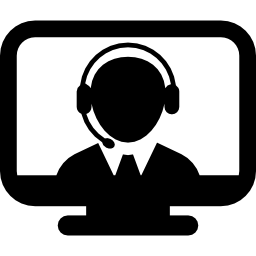 Operator with headset on monitor screen icon